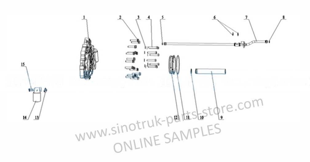 OIL PUMP AND PIPELINE, HW19710T SINOTRUK HOWO PARTS CATALOG