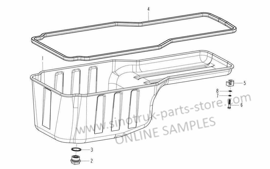 OIL PAN, D12 EURO-III, SINOTRUK PARTS CATALOGS