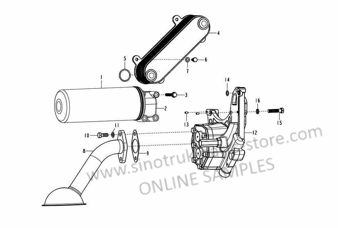 OIL PUMP & FILTER, D12 EURO-III SINOTRUK PARTS CATALOGS
