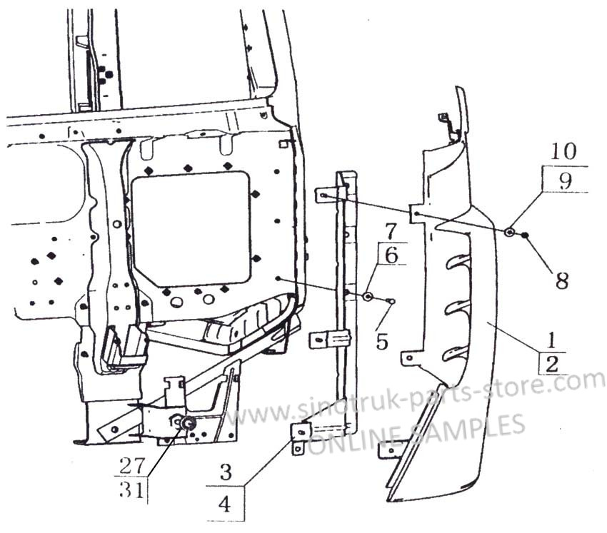 WIND SCOOPER, SINOTRUK A7 CAB PARTS CATALOG