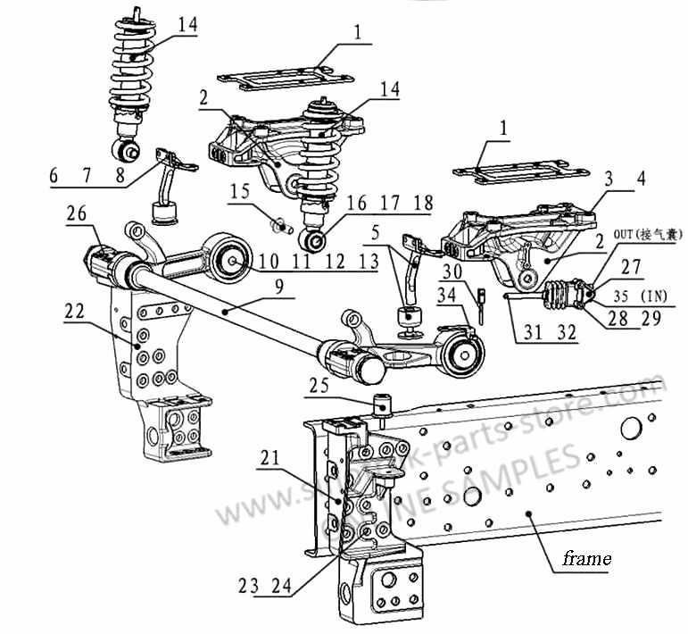 FRONT SUSPENSION OF CAB, SINOTRUK A7 CAB PARTS CATALOG