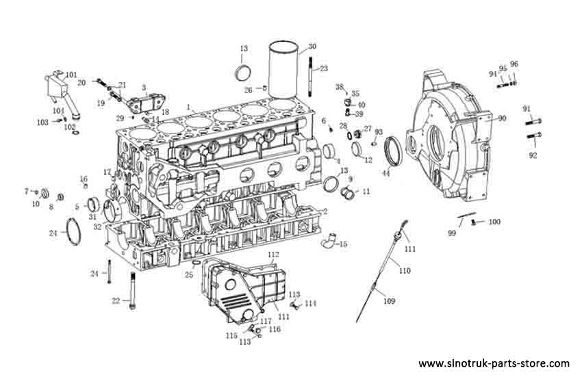 CYLINDER BODY 1#, WD615 EURO-III HOWO TRUCK PARTS CATALOGS