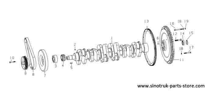 CRANKSHAFT & FLYWHEEL, WD615 EURO-III SINOTRUK CATALOGS