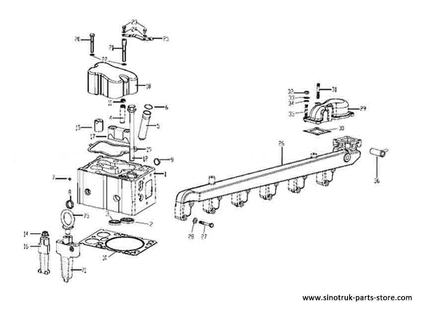 VALVE MECHANISM 1#, WD615 EURO-III HOWO TRUCK PARTS CATALOGS