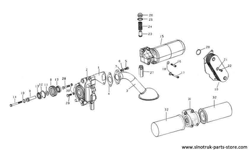 OIL PUMP & FILTER, WD615 EURO-III HOWO PARTS CATALOGS