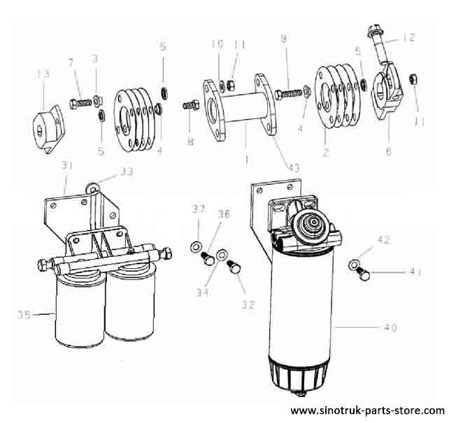 FUEL SUPPLY SYSTEM 1#, WD615 EURO-III SINOTRUK PARTS CATALOGS