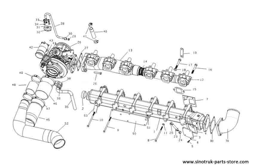 AIR INLET & EXHAUST 1#, WD615 EURO-III SINOTRUK PARTS CATALOGS