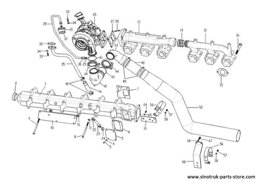 AIR INLET & EXHAUST 2#, WD615 EURO-III HOWO TRUCK PARTS CATALOGS