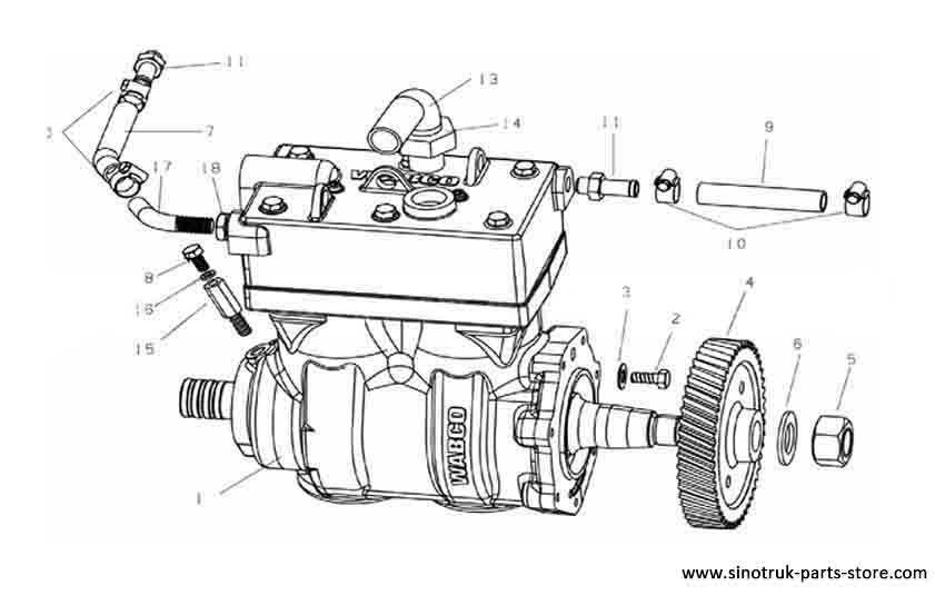 AIR COMPRESSOR, EURO-III SINOTRUK PARTS CATALOGS