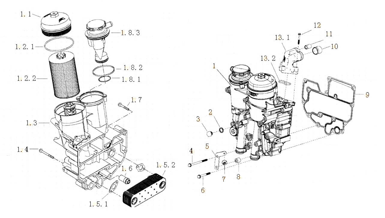 SITRAK C7H MC11 ENGINE PARTS CATALOG, OIL FILTER & COOLER