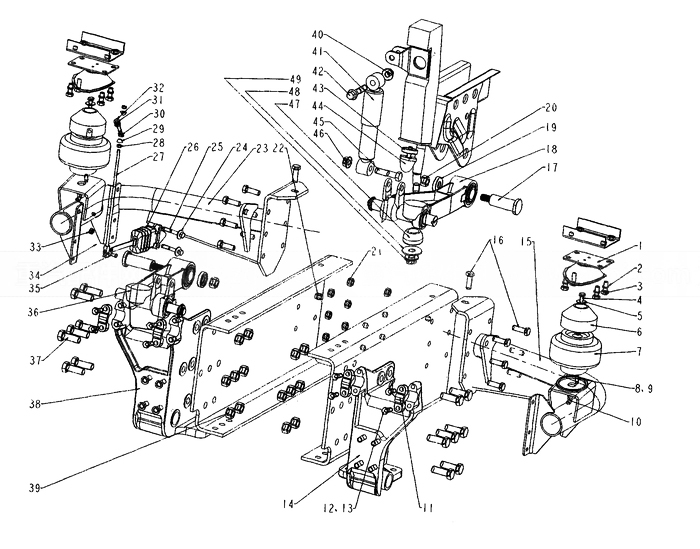 Front Suspension Of Cabin Howo Truck Parts Catalogs Howo Cabin 