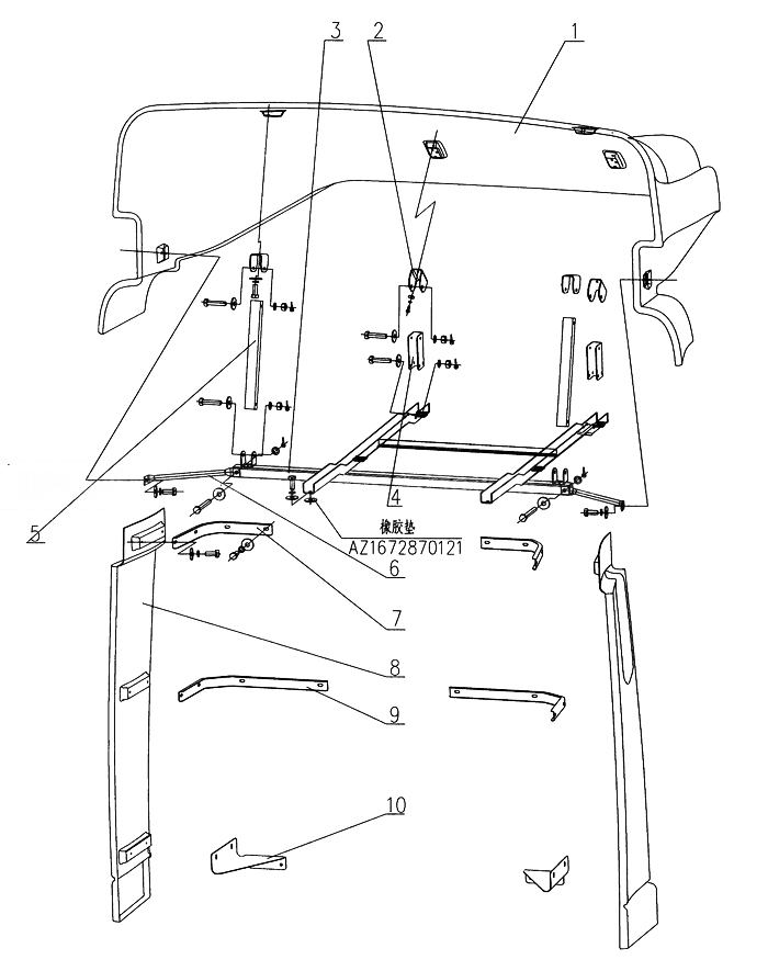 Shroud & Windshield, Howo Cabin Parts Catalogs